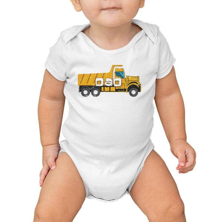 Best Dad  Yellow Construction Trucks Baby Onesie