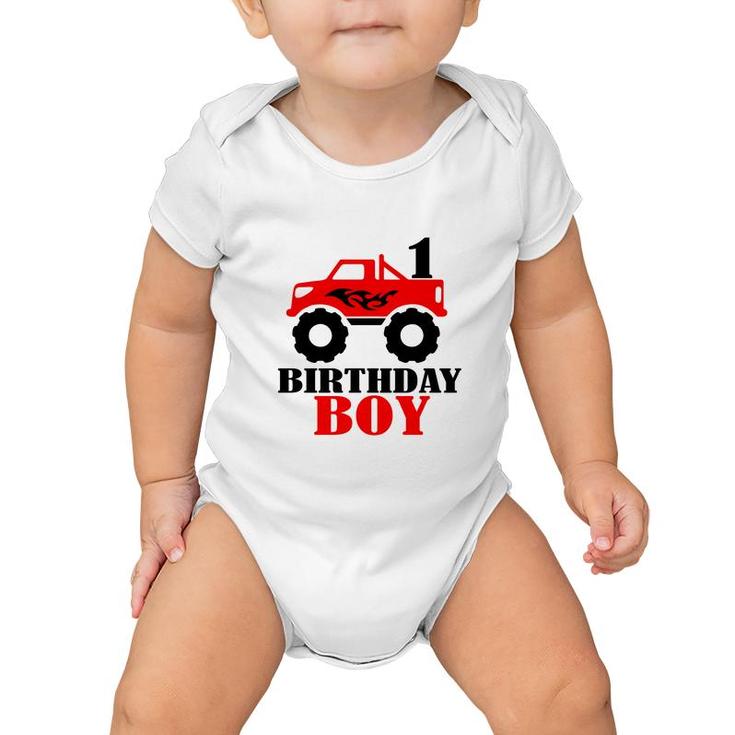 Birthday Boy Truck 1St Birthday Red Art Gifts Baby Onesie