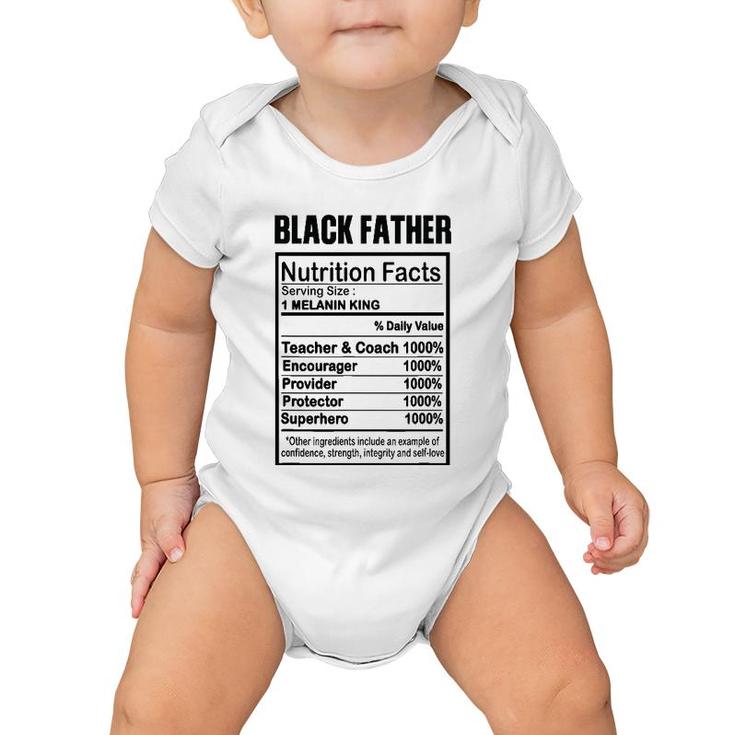 Black Father Nutrition Facts Melanin King Baby Onesie