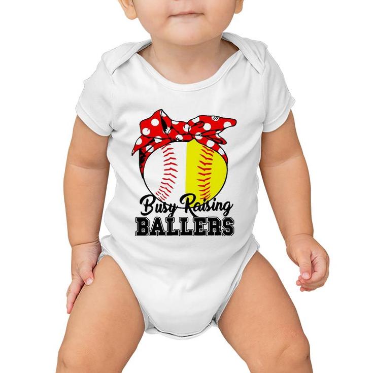 Busy Raising Ballers Softball Baseball Mom Life Mothers Day Baby Onesie