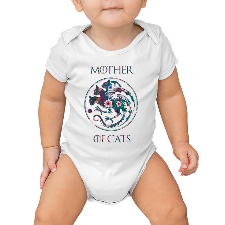 Cat Lovers  Mother Of Cats With Floral Art Baby Onesie