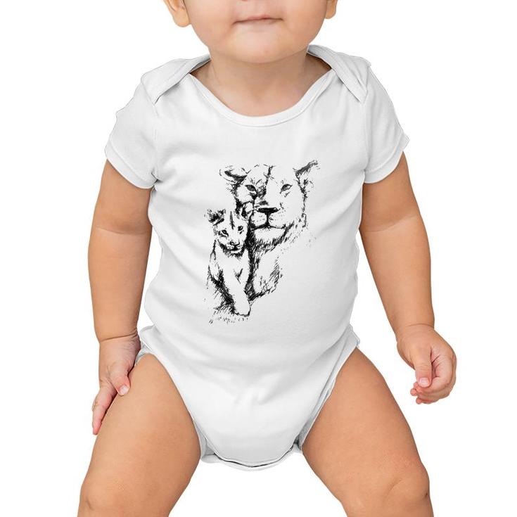Cute Wilde Lion Mother With Cub Baby Onesie