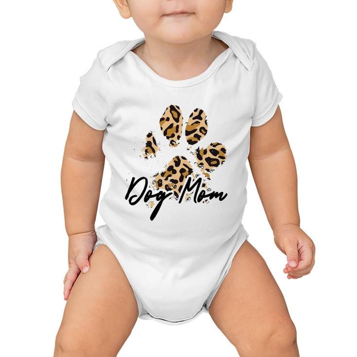 Dog Mom Gift Leopard Paw Print Fur Mama Baby Onesie