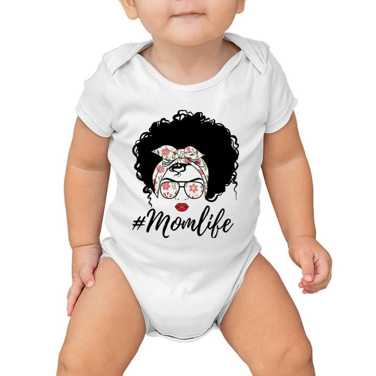 Floral Flower Mom Afro Hair Mother's Day 2021 Ver2 Baby Onesie