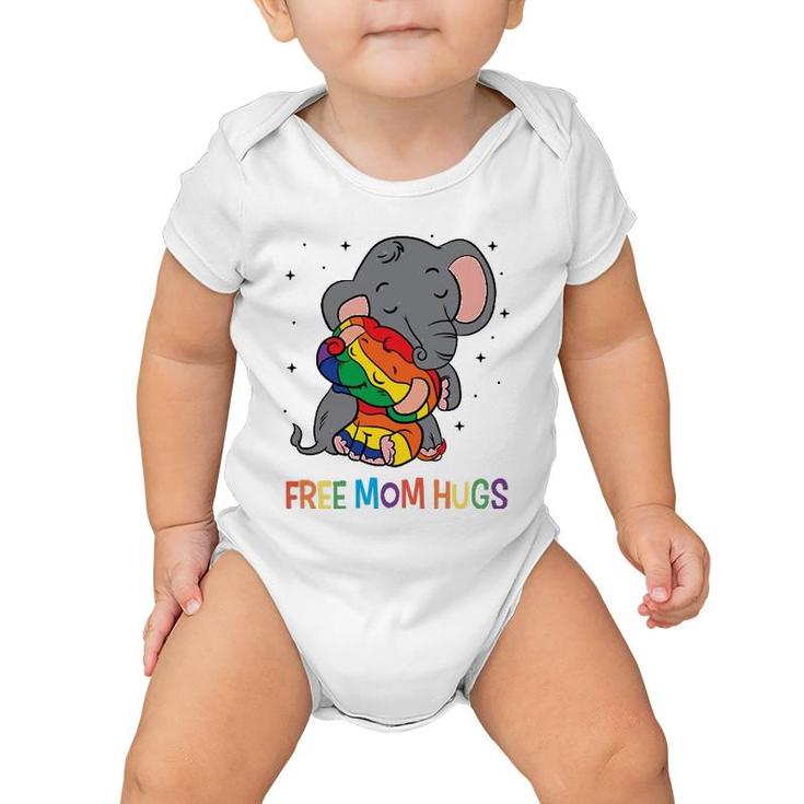 Free Mom Hugs Lgbt Mother Elephant Rainbow Womens Baby Onesie