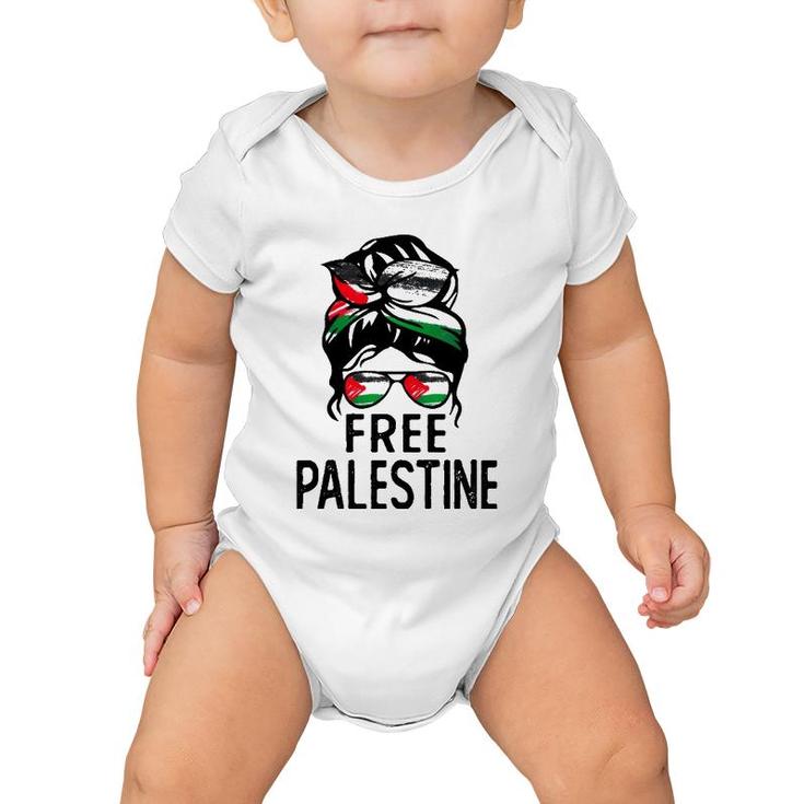 Free Palestine Free Gaza Messy Bun Mother's Day Gift Baby Onesie