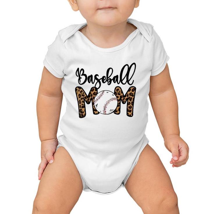Funny Baseball Mom Leopard Print Softball Mom Mother's Day  Baby Onesie