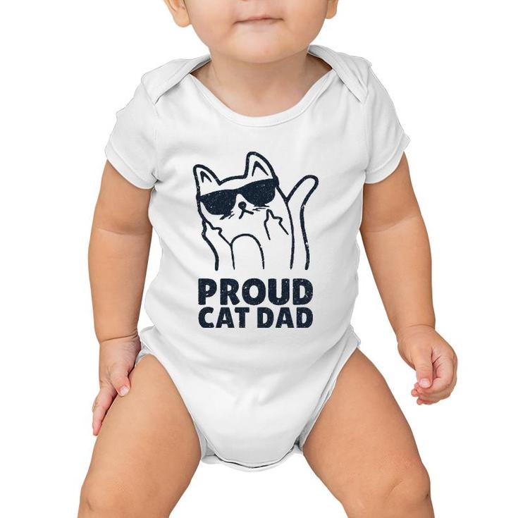 Funny Retro Proud Cat Dad Showing The Finger For Cat Lovers Baby Onesie