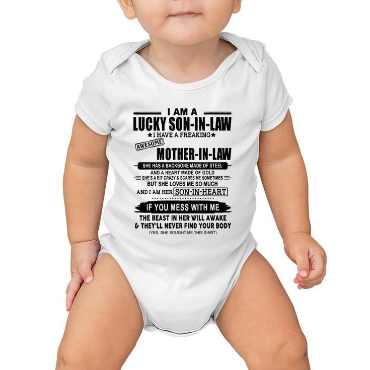 I Am A Lucky Son In Law Of A Freaking Awesome Mother In Law Baby Onesie
