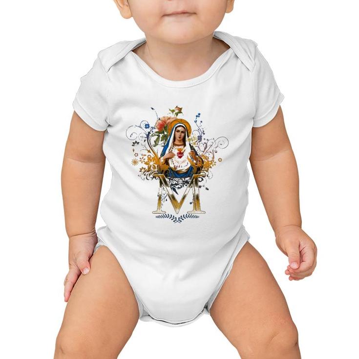 Immaculate Heart Of Mary Our Lady Blessed Mother Catholic Baby Onesie