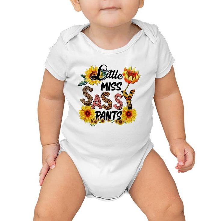 Little Miss Sassy Pants Cowhide Sunflower Leopard Western Baby Onesie