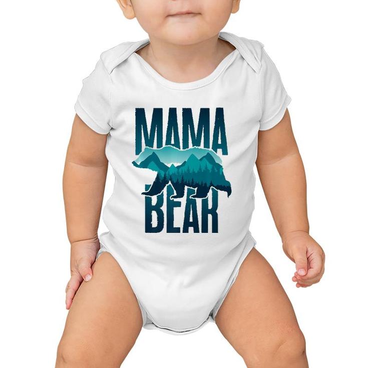 Mama Bear With Mountain And Forest Silhouette Baby Onesie