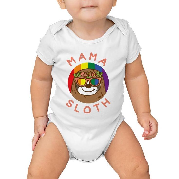 Mama Sloth Lgbtq Rainbow Flag Gay Pride Ally Gay Mom Women Baby Onesie