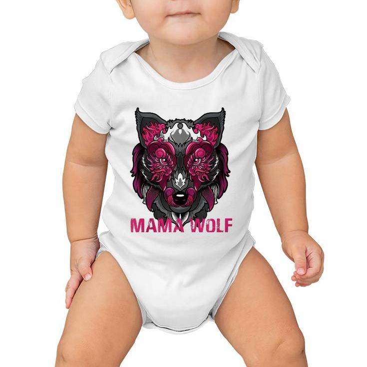 Mama Wolf Pink Mother's Day Gift Baby Onesie