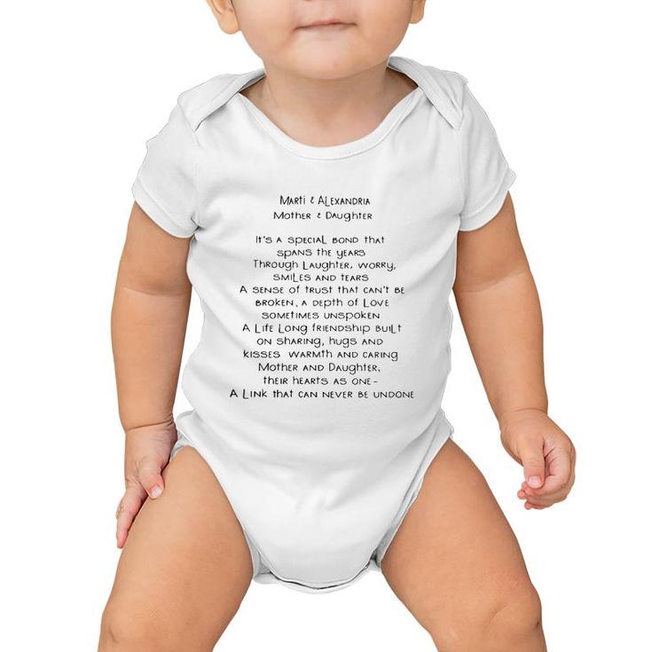 Marti & Alexandria Mother & Daughter It's A Special Bond That Spans The Years Baby Onesie