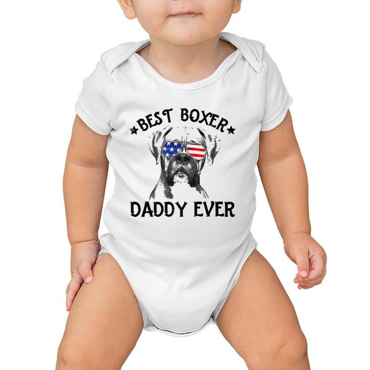 Mens Best Boxer Daddy Ever Dog Dad American Flag 4Th Of July Baby Onesie