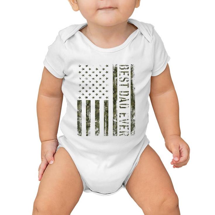 Mens Best Dad Ever American Flag Camofor Fathers Day Baby Onesie