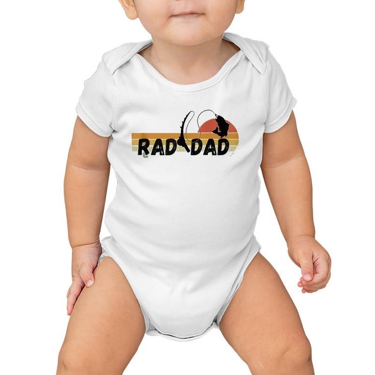 Mens Cool Retro Fishing Rad Dad Father's Day  Baby Onesie