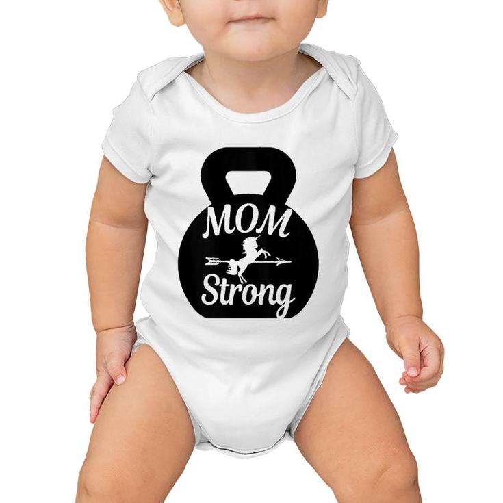 Mother's Day Workout Kettlebell Unicorn Mom Strong Baby Onesie