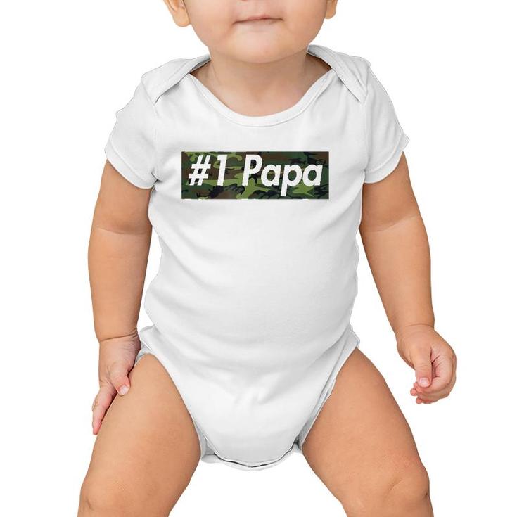 Number One Papa , Best Father, Dad Camo Box Baby Onesie