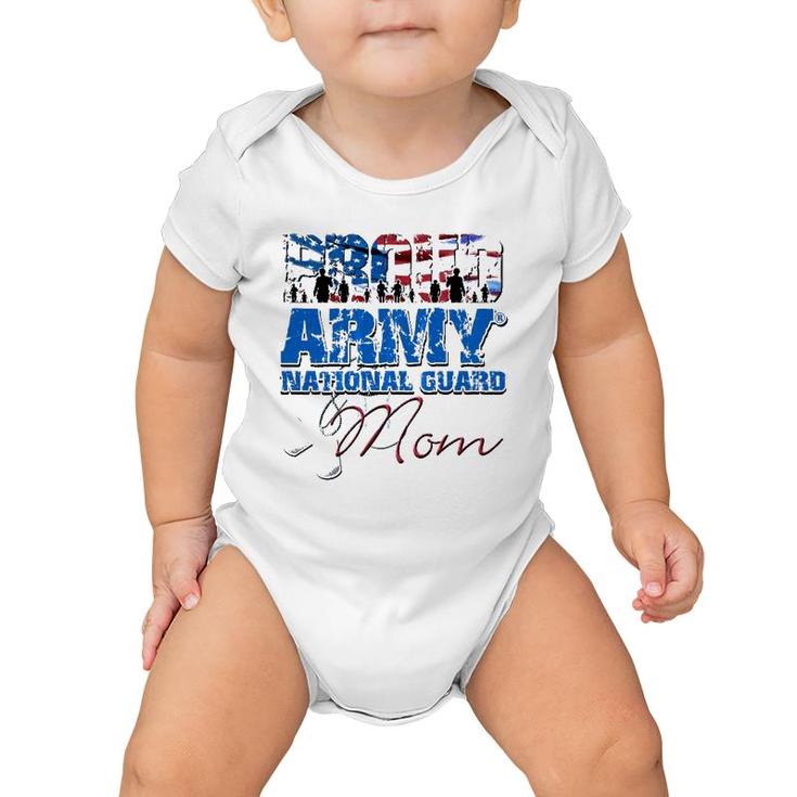 Proud Army National Guard Mom Usa Flag  Mothers Day Baby Onesie