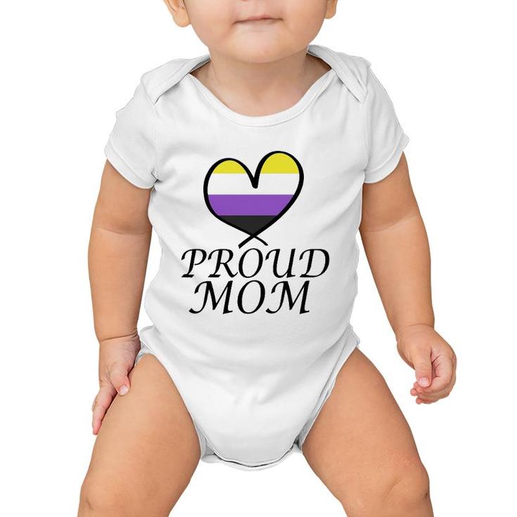 Proud Mom Heart Flag Lgbt Gay Pride Support Nonbinary Lgbtq  Baby Onesie
