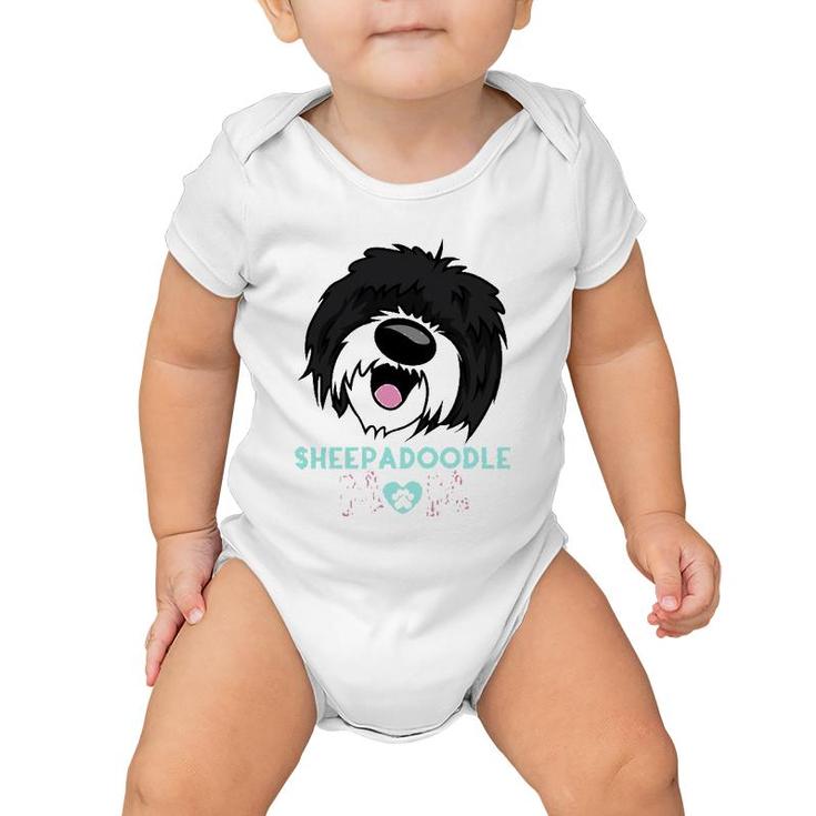 Sheepadoodle Mom Funny Dog Sheepadoodle Lovers Funny Illustration Gift For Mom Essential Baby Onesie