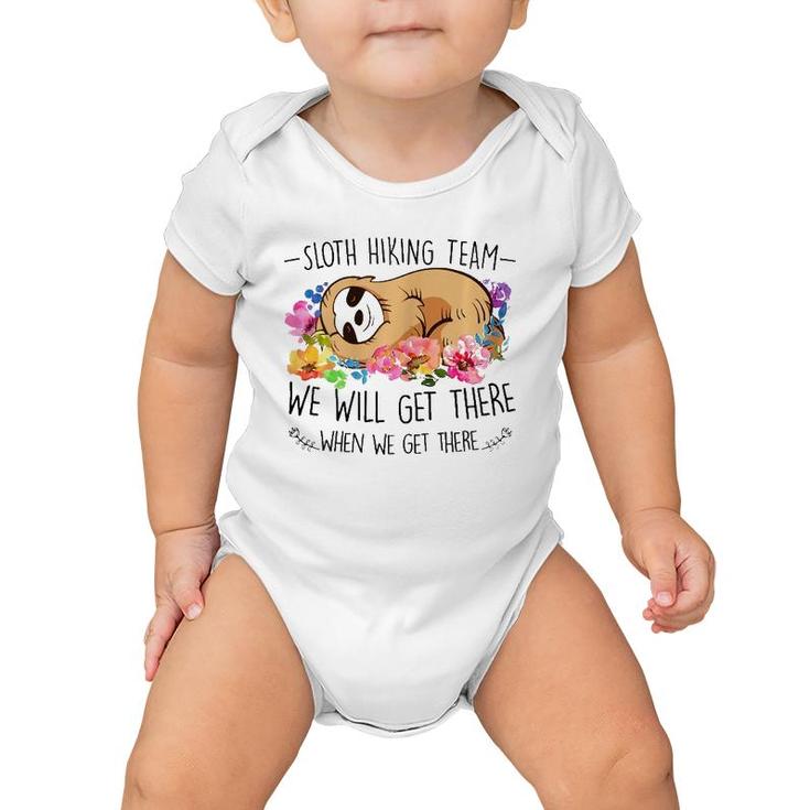Sloth Hiking Teamgift Mothers Day Funny Flower Women Baby Onesie