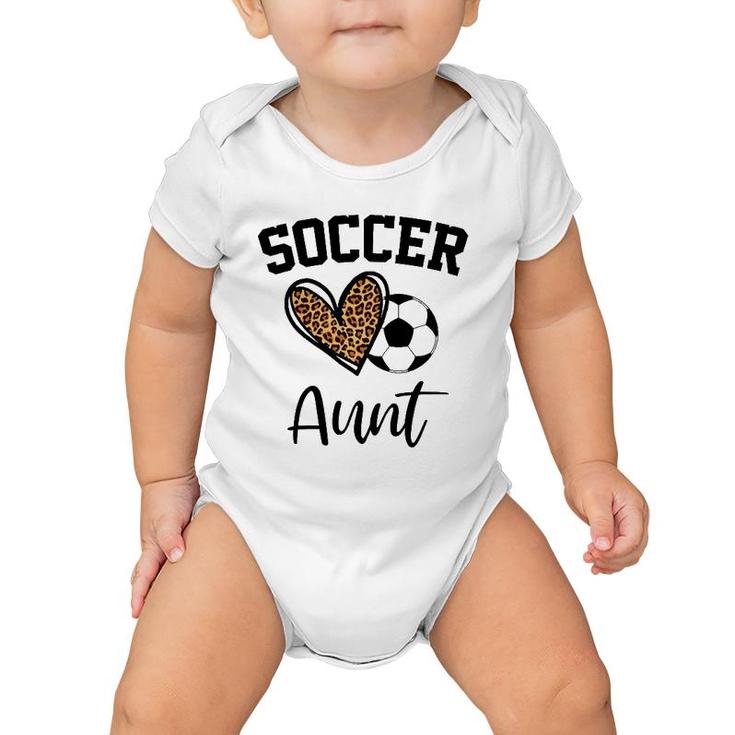 Soccer Aunt Leopard Heart Funny Mothers Day Baby Onesie