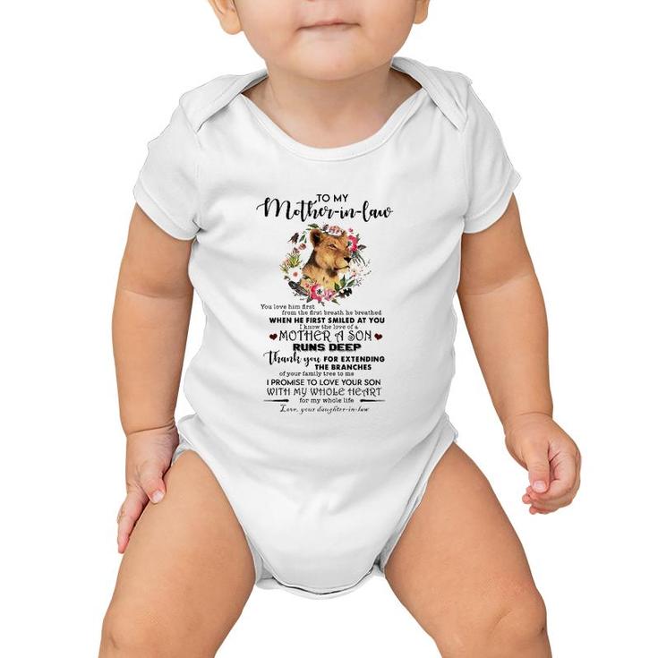 To My Mother-In-Law You Love Him First From The First Breath He Breathed Baby Onesie