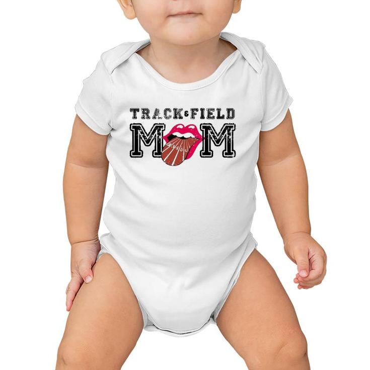 Track & Field Mom Sporting Lips Tongue Support Team Mother Baby Onesie