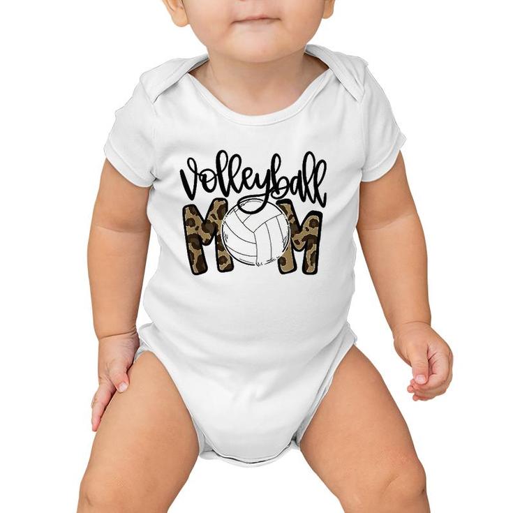 Volleyball Mom Leopard Funny Ball Mom Mother's Day Baby Onesie