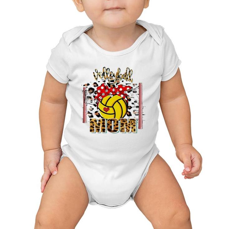 Volleyball Mom Leopard Funny Volleyball Mom Mother's Day Baby Onesie