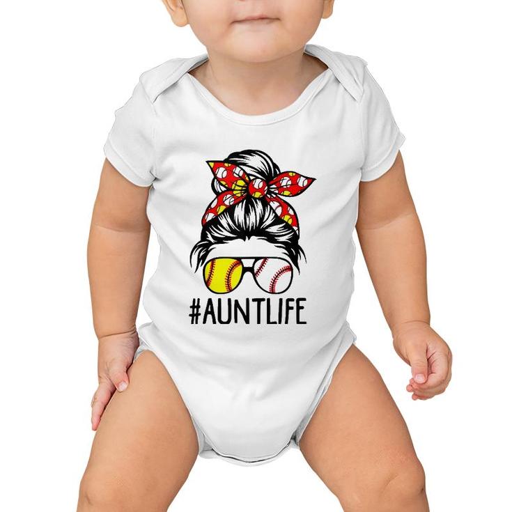 Womens Aunt Life Softball Baseball Funny Mother's Day  Baby Onesie