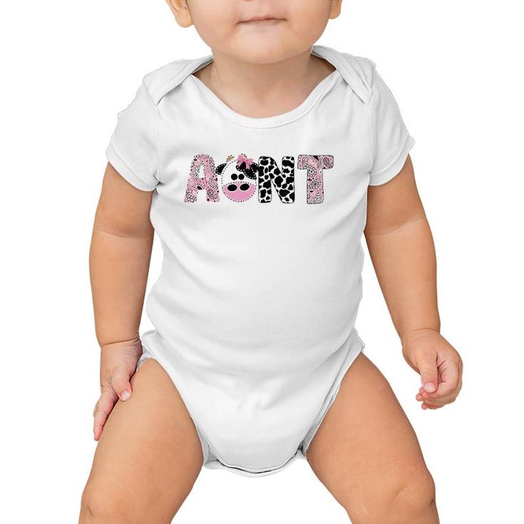 Womens Aunt Of The Birthday For Girl Cow Farm Birthday Cow Auntie Baby Onesie