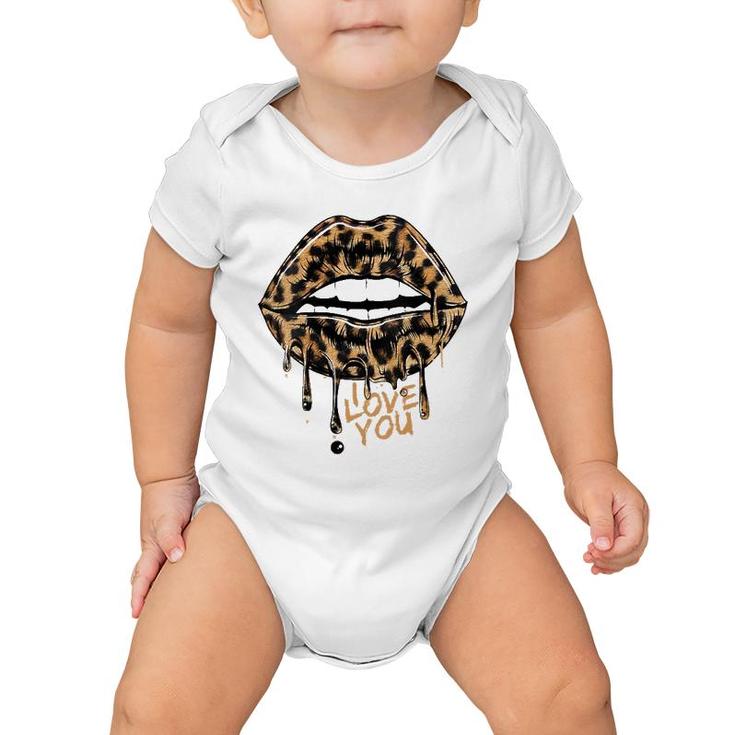 Womens Cool Leopard Print Bite Cheetah Mom Mouth Sexy Leopard Lips Baby Onesie