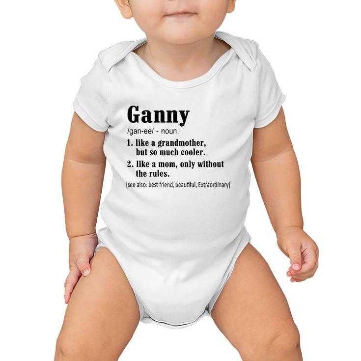 Womens Ganny Definition Birthday Gift For Grandma Baby Onesie