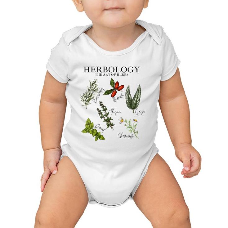 Womens Herbology The Art Of Herbs Thyme Rosemary Basil Chamomile V-Neck Baby Onesie
