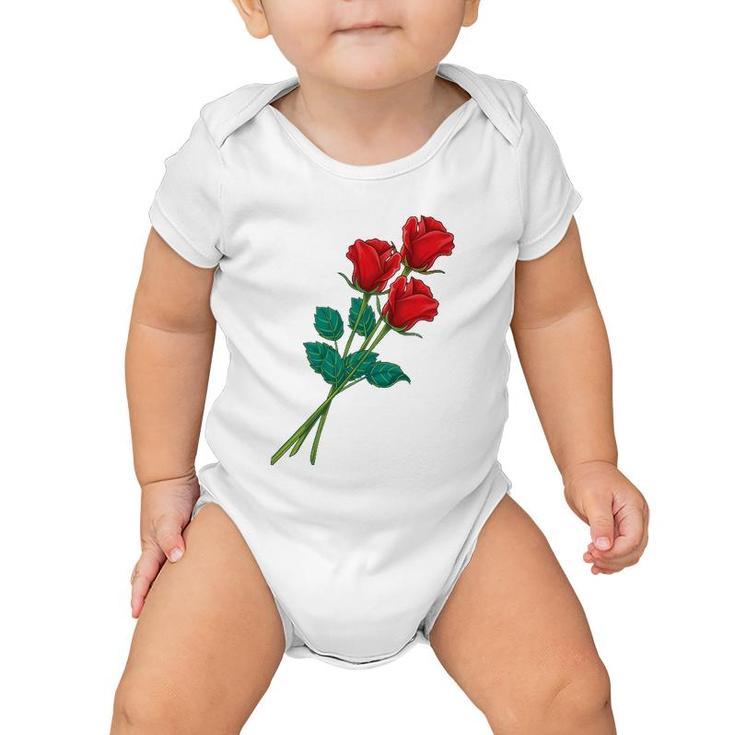 Womens Long Stem Red Roses Mother's Day Floral Anniversary Baby Onesie