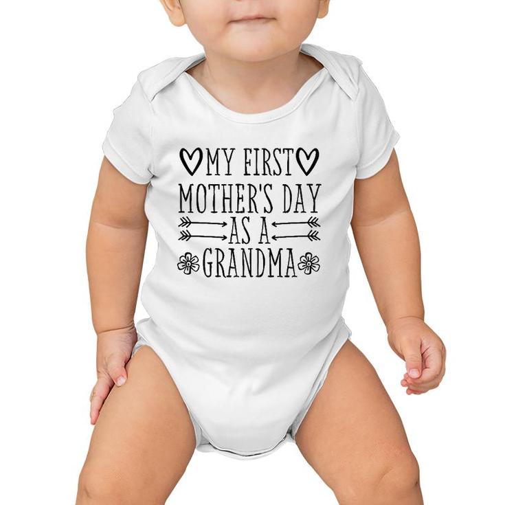 Womens My First Mother's Day As Grandma 2021 Happy To Me You Funny Baby Onesie