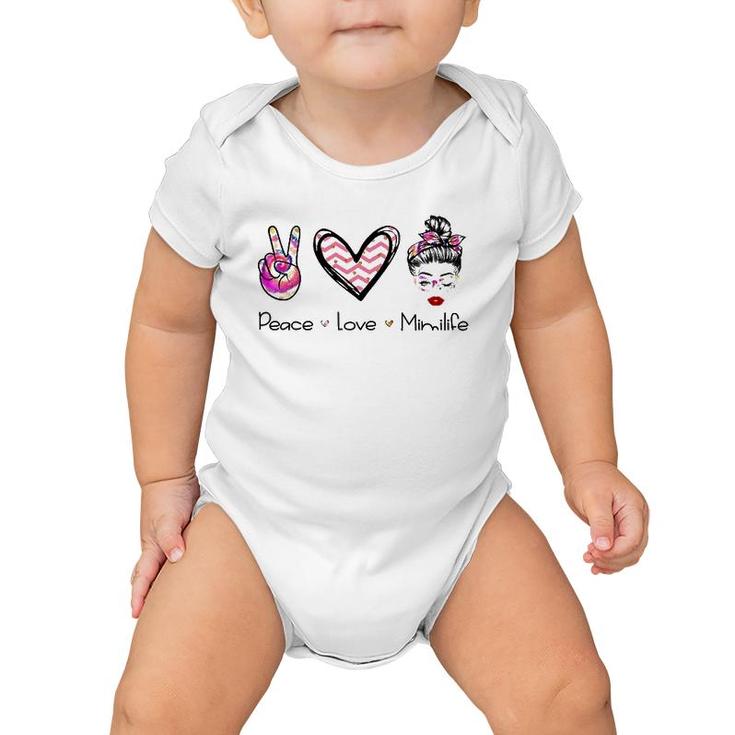Womens Peace Love Mimilife Tie Dye Glasses Messy Bun Mother's Day Baby Onesie