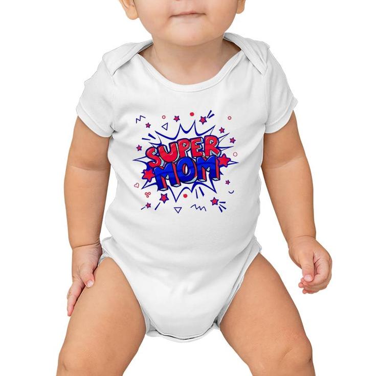 Womens Super Mom In Red And Blue For Mother's Day Or Birthday Baby Onesie