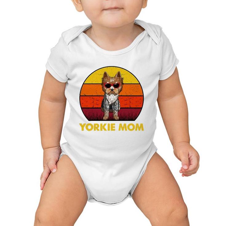 Womens Yorkie Mama Retro Vintage Yorkshire Terrier Yorkie Mom Baby Onesie